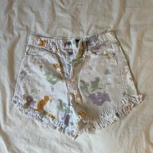 White Paint Splatter Colorful Jean Shorts
